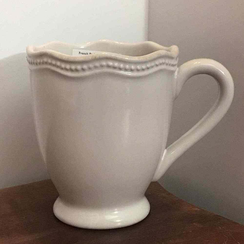 Lenox French Perle Bead White Footed 12 oz Mug Coffee Tea Cup